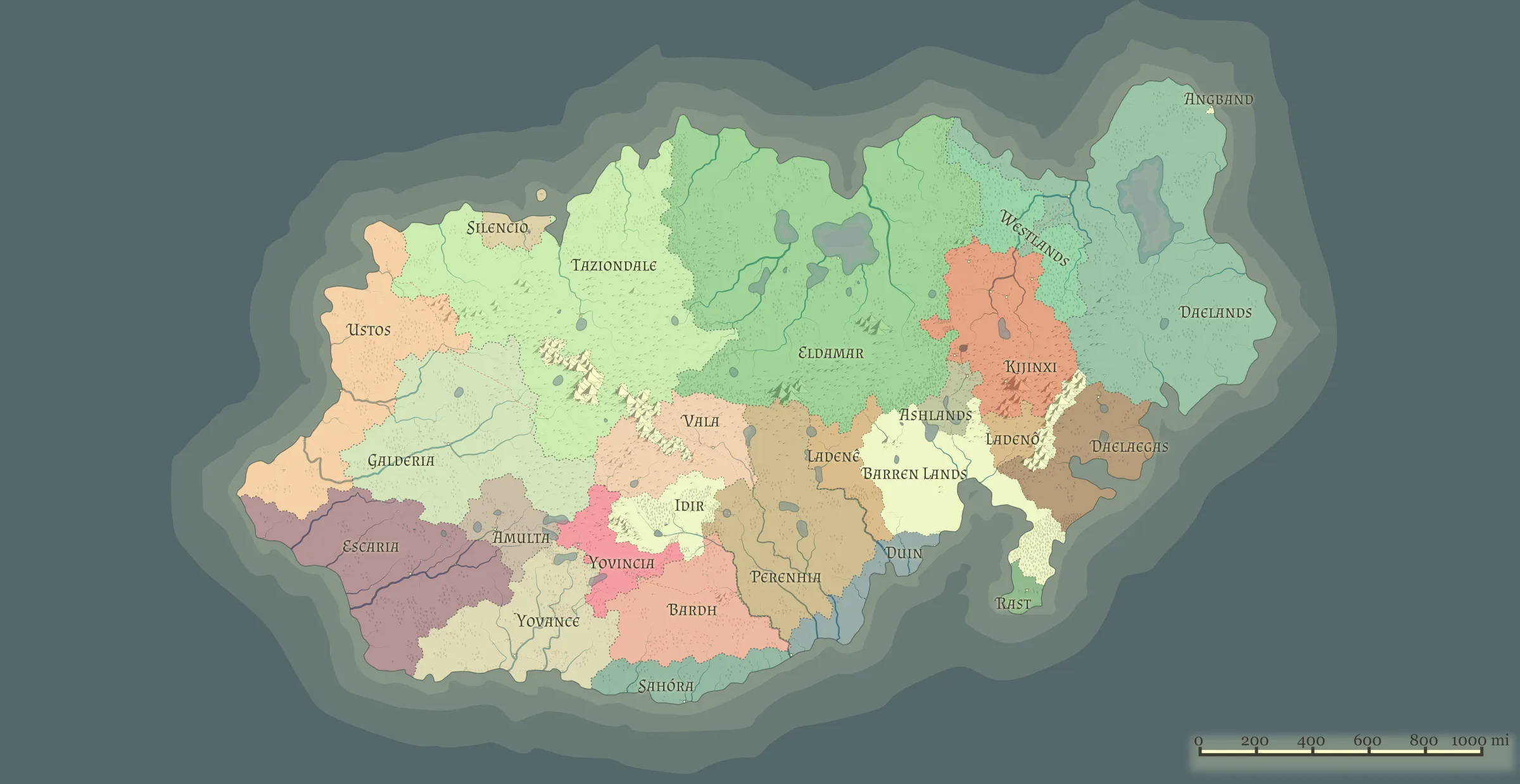 Survey map of the continent of Erôth